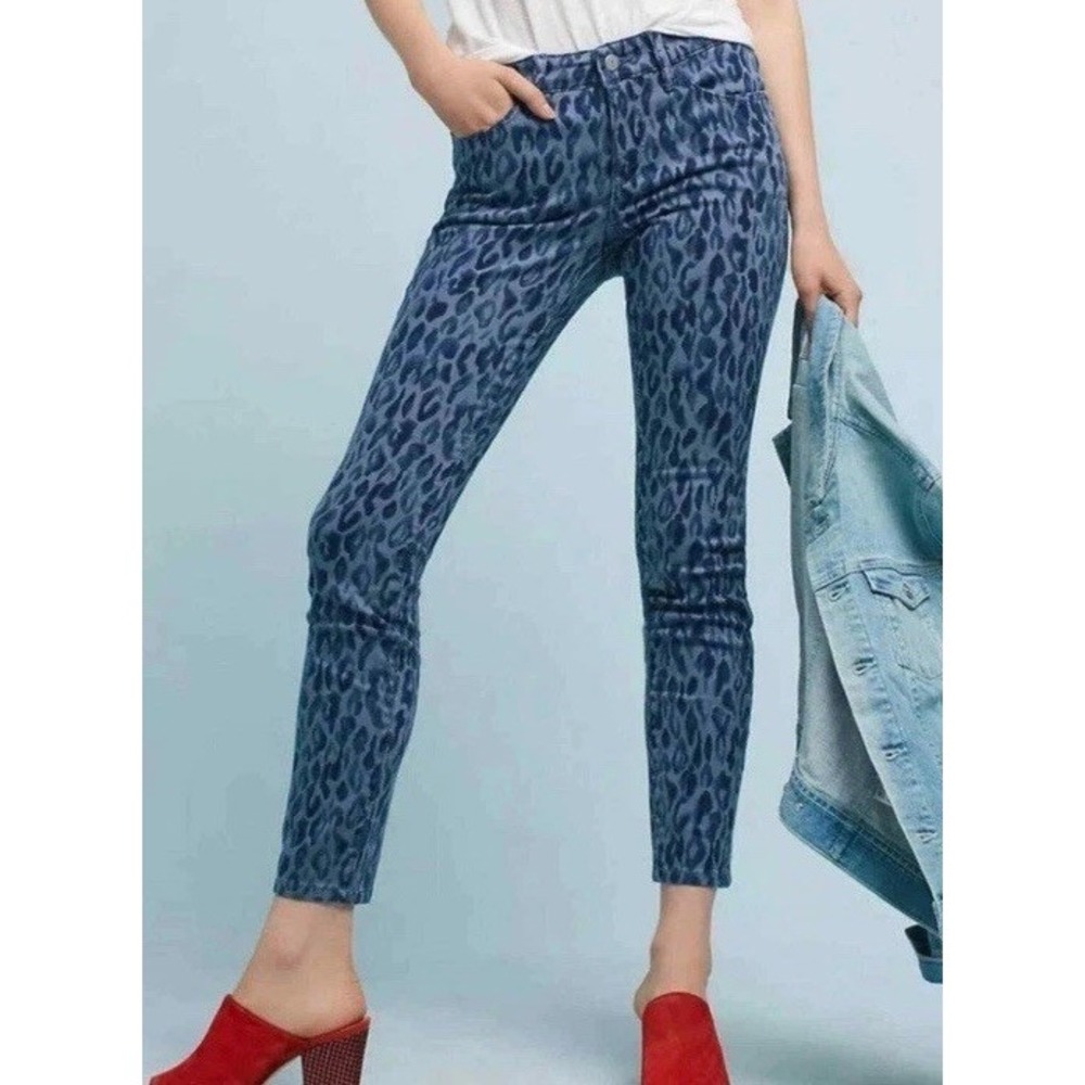 Anthropologie Pilcro leopard spot mid-rise cropped skinny Sz 29 No Pilling